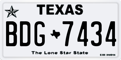 TX license plate BDG7434
