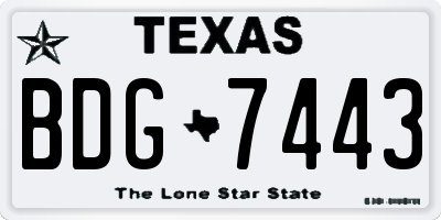 TX license plate BDG7443