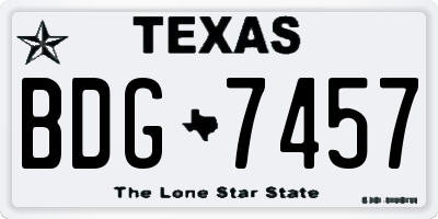TX license plate BDG7457