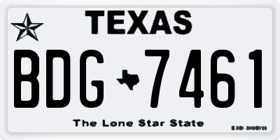 TX license plate BDG7461