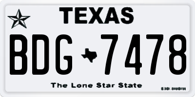 TX license plate BDG7478