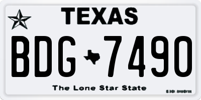 TX license plate BDG7490
