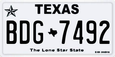 TX license plate BDG7492