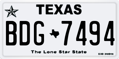 TX license plate BDG7494