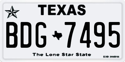 TX license plate BDG7495