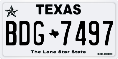 TX license plate BDG7497