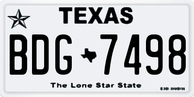 TX license plate BDG7498