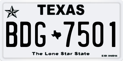 TX license plate BDG7501