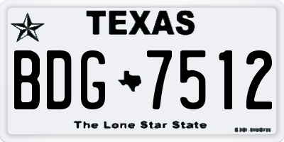 TX license plate BDG7512