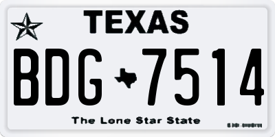 TX license plate BDG7514