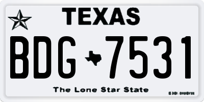 TX license plate BDG7531