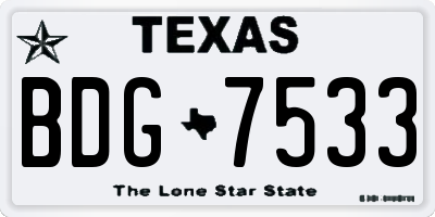 TX license plate BDG7533