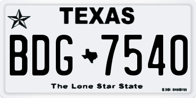 TX license plate BDG7540