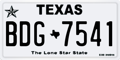 TX license plate BDG7541