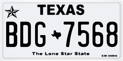 TX license plate BDG7568