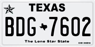 TX license plate BDG7602