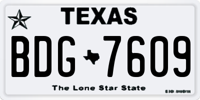 TX license plate BDG7609