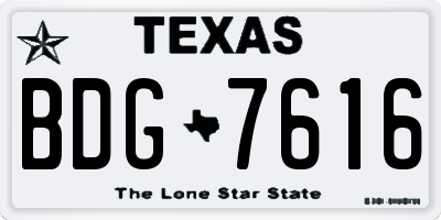 TX license plate BDG7616
