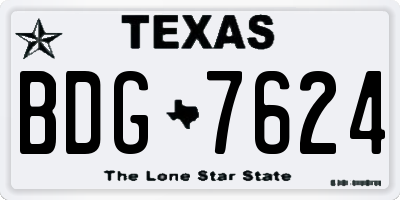 TX license plate BDG7624