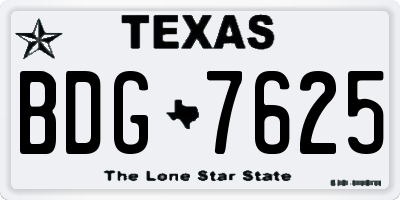 TX license plate BDG7625