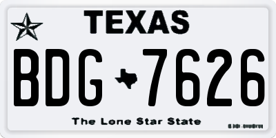 TX license plate BDG7626