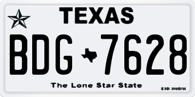 TX license plate BDG7628