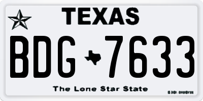 TX license plate BDG7633