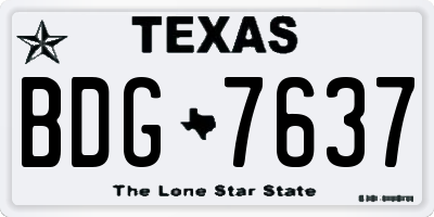 TX license plate BDG7637
