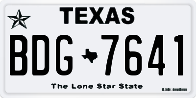 TX license plate BDG7641