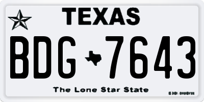 TX license plate BDG7643