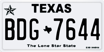 TX license plate BDG7644