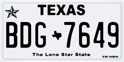 TX license plate BDG7649