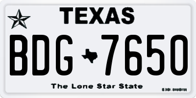 TX license plate BDG7650