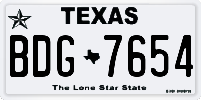 TX license plate BDG7654