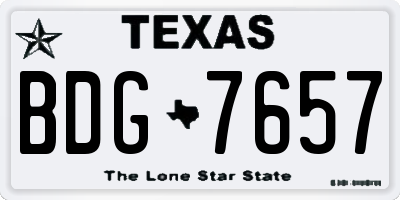 TX license plate BDG7657