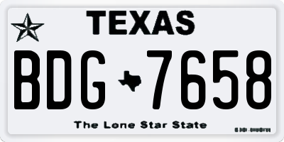 TX license plate BDG7658