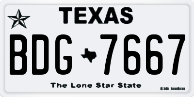 TX license plate BDG7667