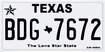 TX license plate BDG7672