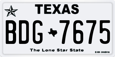 TX license plate BDG7675