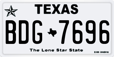 TX license plate BDG7696