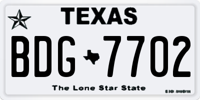 TX license plate BDG7702