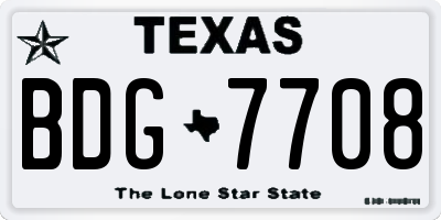 TX license plate BDG7708