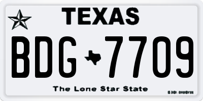 TX license plate BDG7709