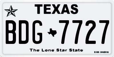 TX license plate BDG7727