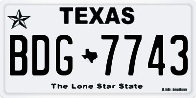 TX license plate BDG7743