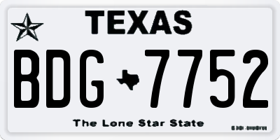 TX license plate BDG7752