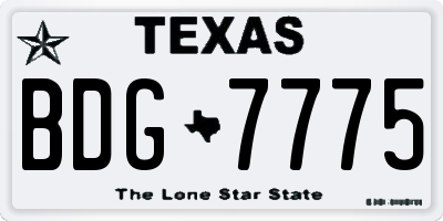 TX license plate BDG7775