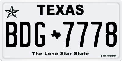 TX license plate BDG7778