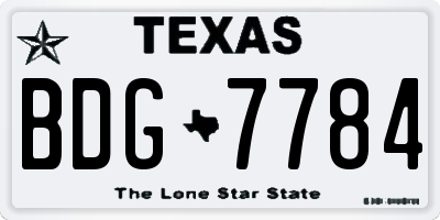 TX license plate BDG7784