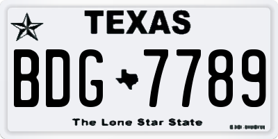 TX license plate BDG7789